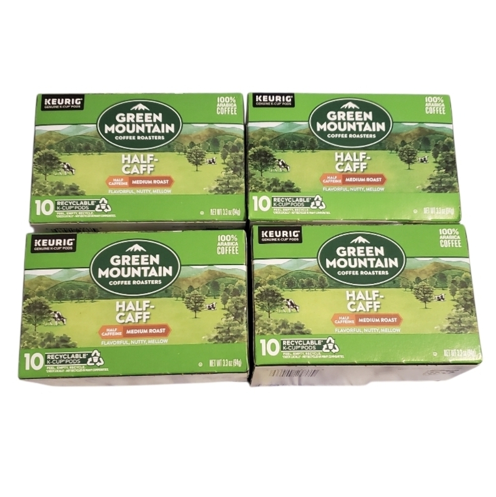 New Green Mountain Half-Caff Medium Roast Coffee Bundle 4 Boxes K-Cup Pods
